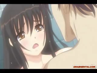 Ýapon anime young mademoiselle gets squeezing her süýji emjekler and finger