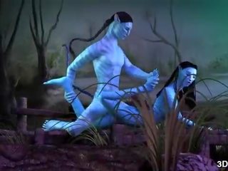 Avatar 饼干 肛交 性交 由 巨大 蓝色 刺