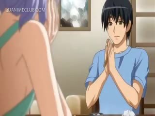 Isin hentai wings in apron jumping craving pecker in bed