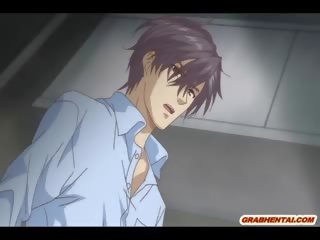 Japanese Anime young woman Gets Squeezing Her Tits And Finger
