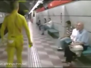 Body Painted juvenile Takes Long Naked Walk