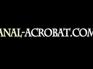Three anal models acrobats dildoing anus